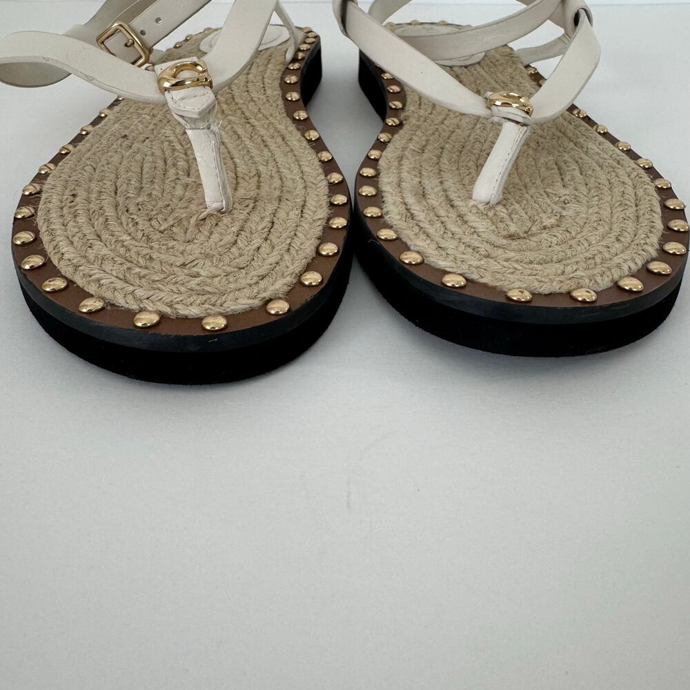 Coach Gracey Leather Thong Sandals Flats in Chalk Size 9 - Picture 4 of 11